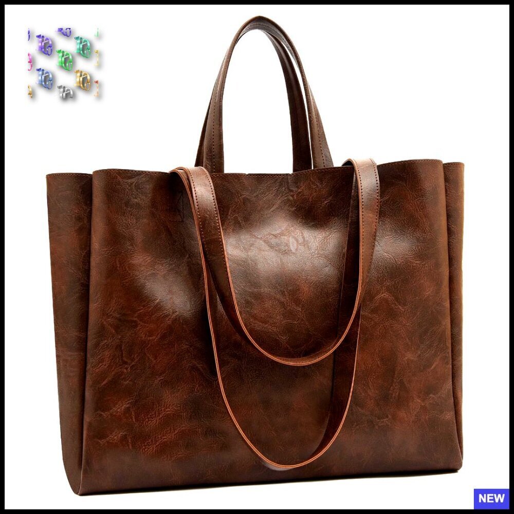 Large Vegan Leather Tote Bag Oversized Hobo Shoulder Purse Minimalist Retro